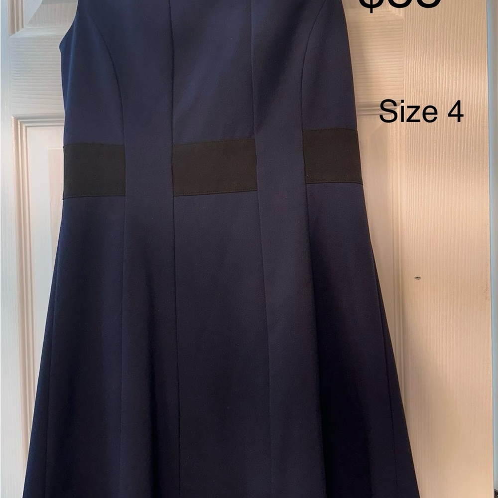 Navy Blue Dress with Black Accents - Size 4